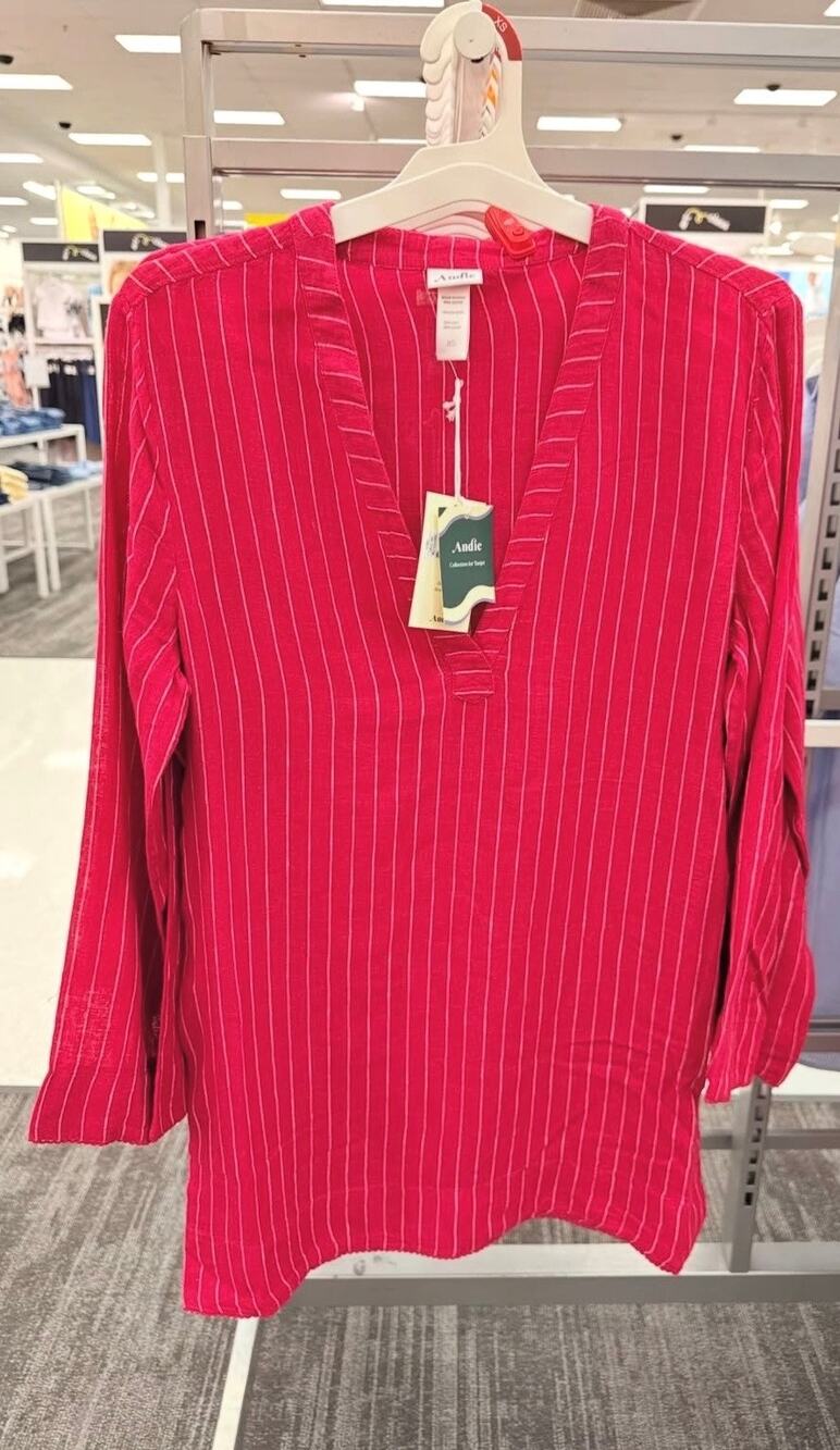 Andie Swim Striped Paula Tunic Cover Up in Pink S NWT